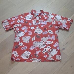 Reyn Spooner Hawaiian Shirt Men's sz XL Joe Kealuha1/4 Button Hibiscus Shirt